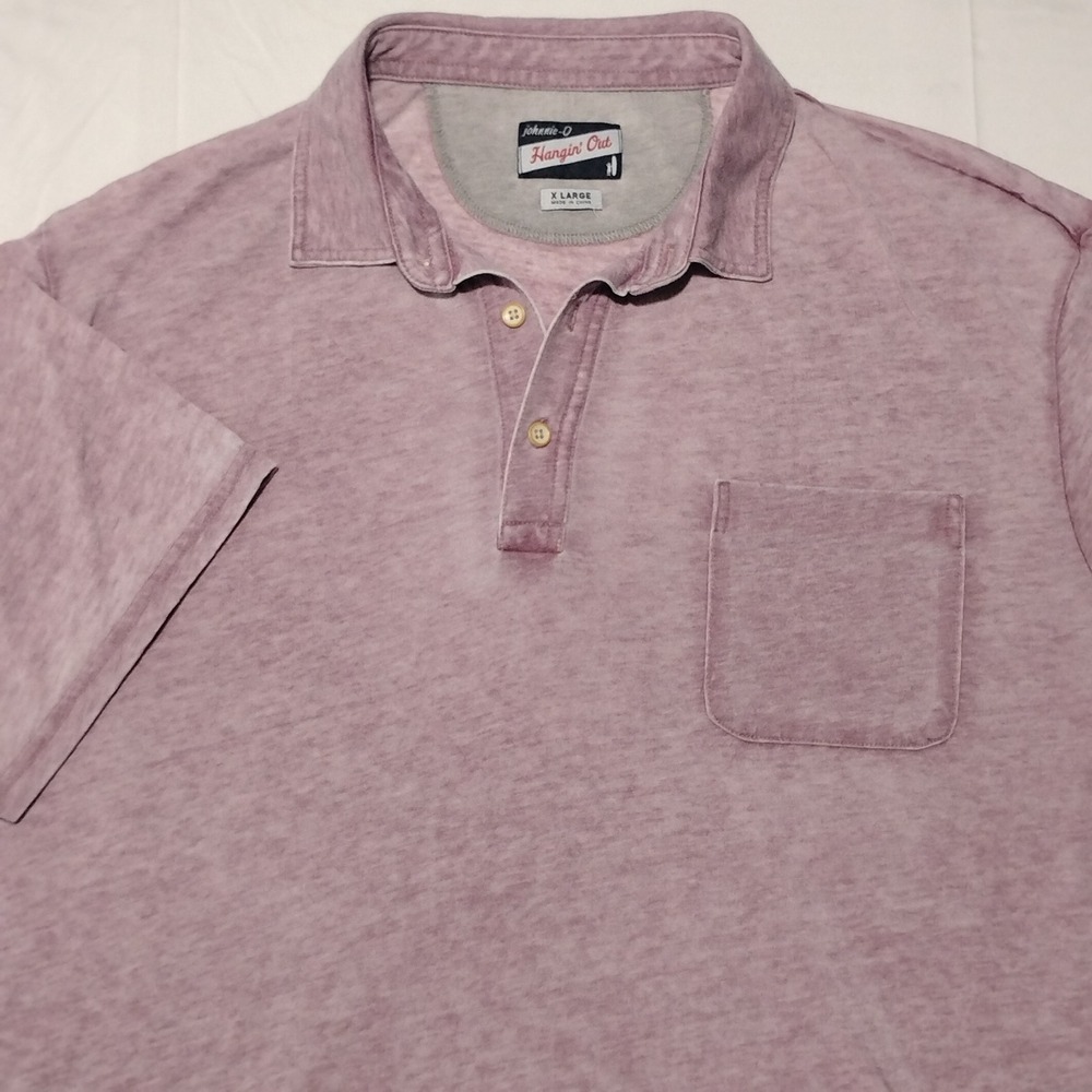 Johnnie-O Hangin Out Polo Shirt Mens XL Short Sleeve The Local Rosewood Burn Out